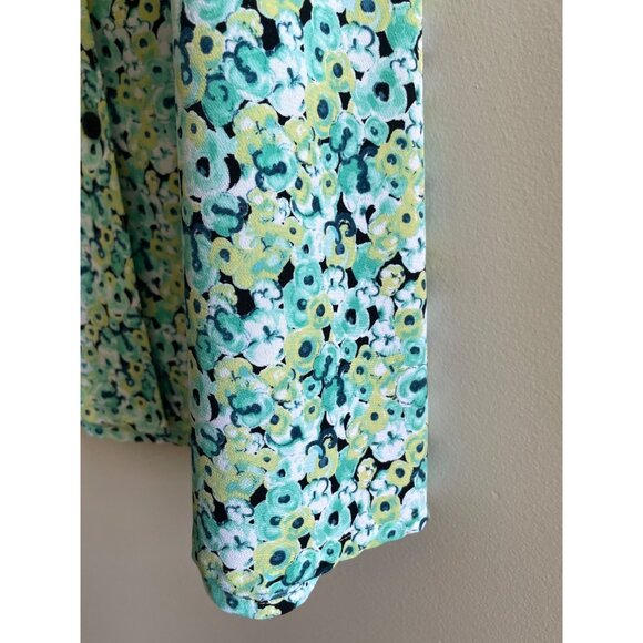 Christopher & Banks Petite A-Line Skirt  Womens 4P Green Floral Button Up - Picture 2 of 7